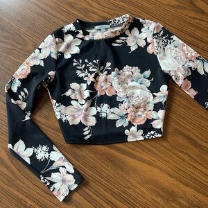 Charlotte Russe Pink and Black Fitted Crop Blouse